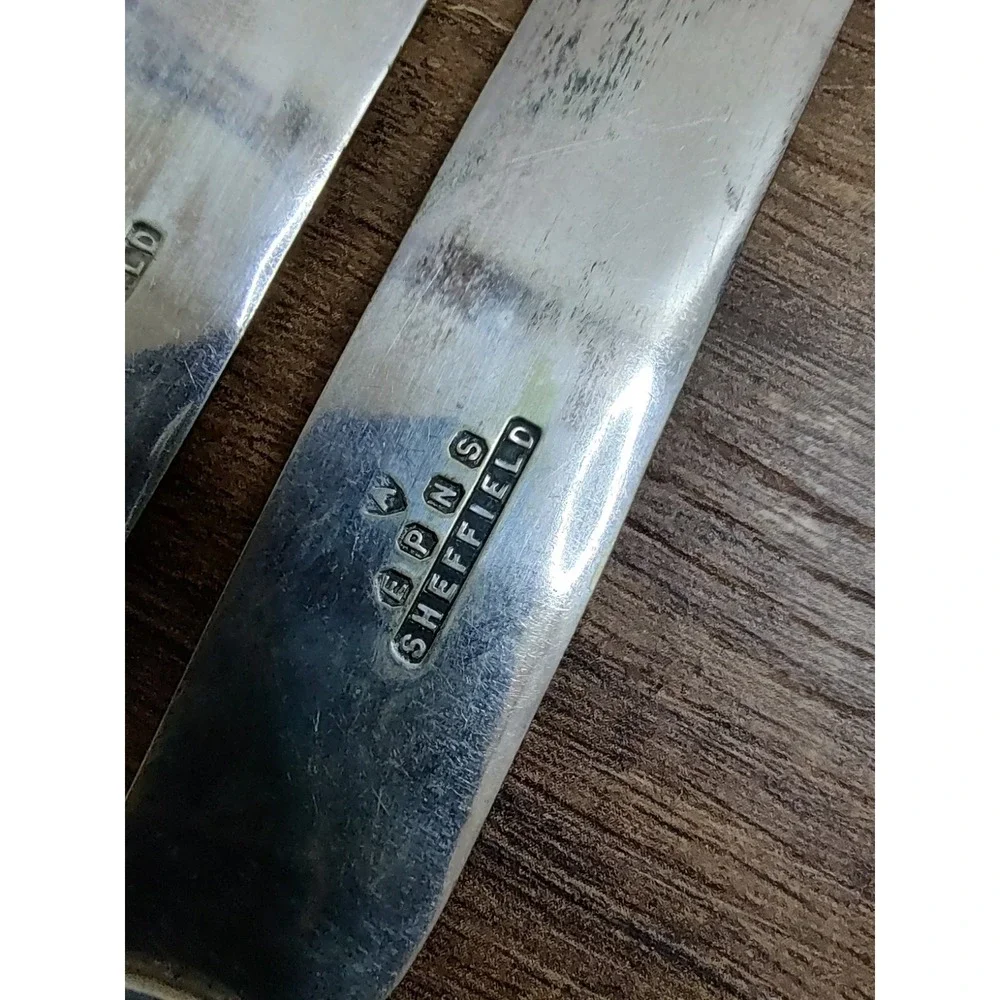 Antique Sheffield EPNS Butter Knives Set of 5 Sterling Ferrules Mother of Pearl